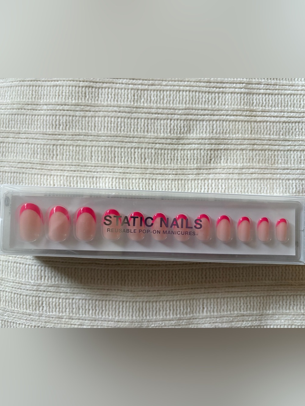 Static Nails Reusable Pop-On Manicure - Pink French Tips Soco Summer